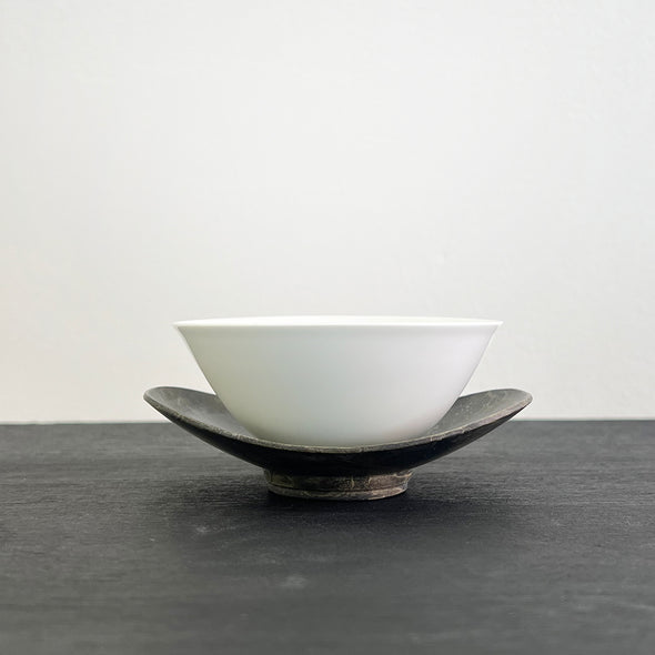 Pewter Teacup Saucer Koban-gata Antiqued