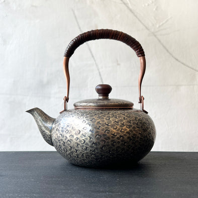 Hand Hammered Copper Teapot 500ml Smokey Silver