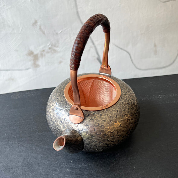 Hand Hammered Copper Teapot 500ml Smokey Silver