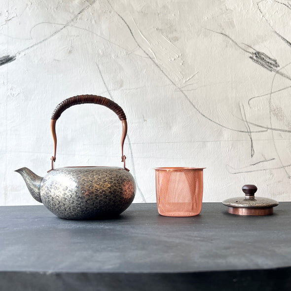 Hand Hammered Copper Teapot 500ml Smokey Silver