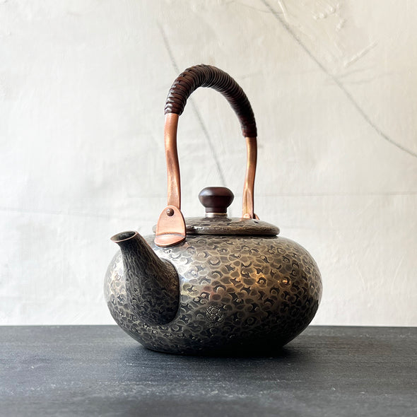 Hand Hammered Copper Teapot 500ml Smokey Silver