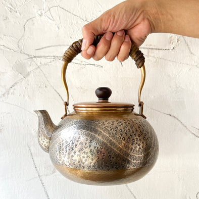 Hand Hammered Copper Water Kettle 1.8l Crescent Wave